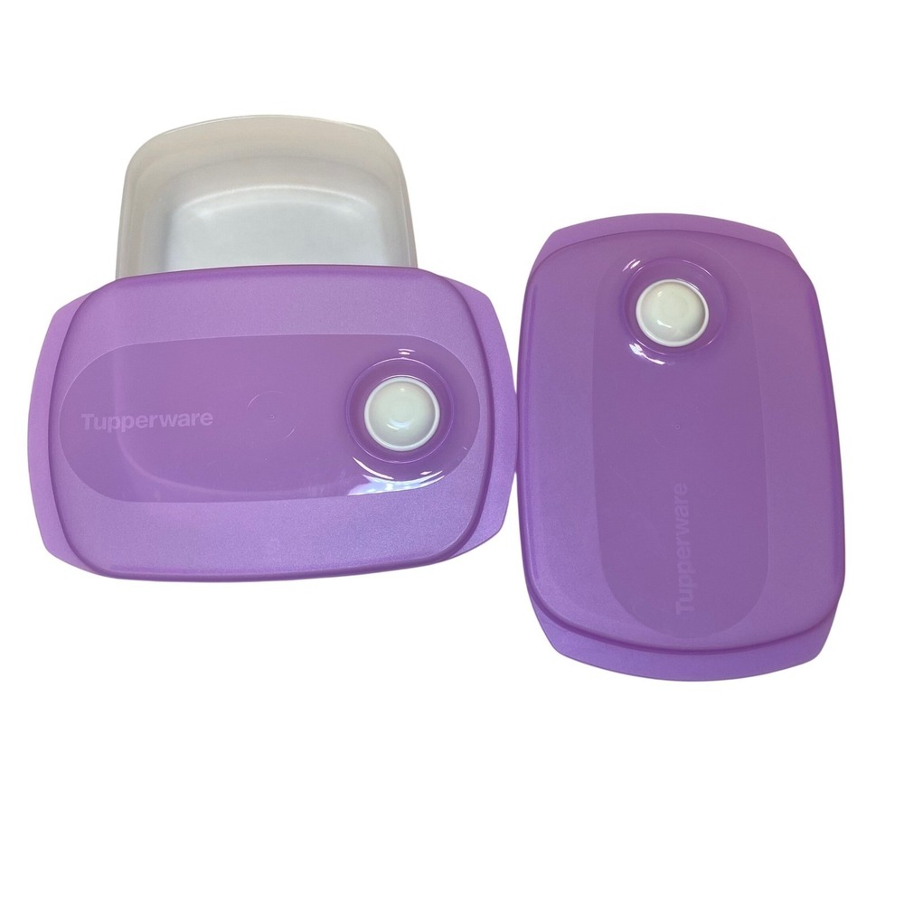 Tupperware Microwave Reheatable 850mL Storage Containers Purple Lids Lot 2